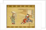 Fan seller and courtesan by Tsunemasa Kawamata